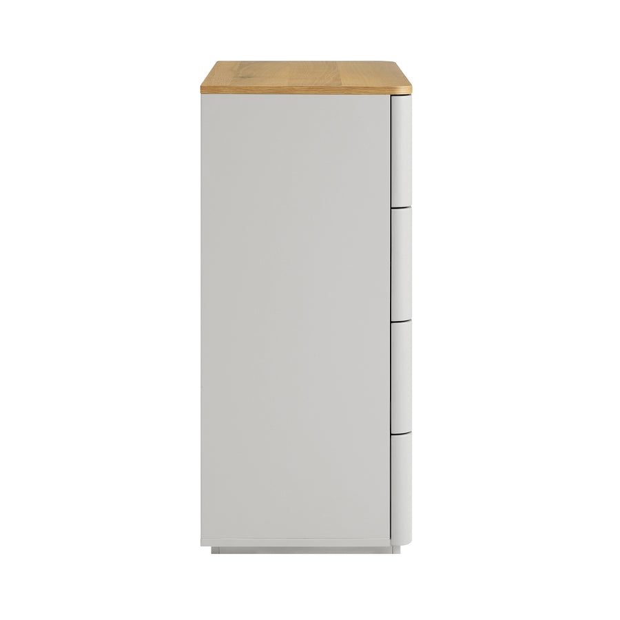 Agnes Curved Edge 2 over 3 Chest of Drawers, Dove Grey with Oak Top