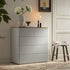 Agnes Curved Edge 2 over 3 Chest of Drawers, Dove Grey with Oak Top - daals