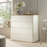 Agnes Curved Edge 2 over 3 Chest of Drawers, Off White with Oak Top - daals