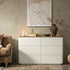 Agnes Curved Edge Chest of 6 Drawers, Off White with Oak Top - daals