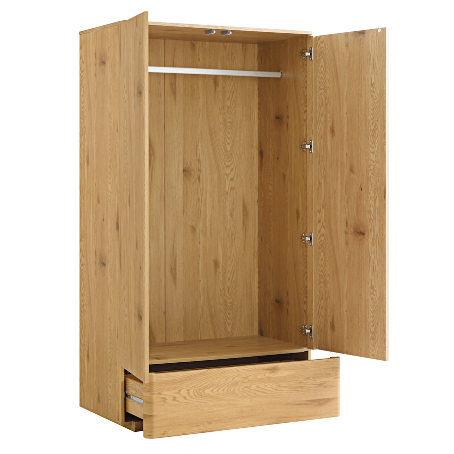 Agnes Curved Edge Double Wardrobe, Natural