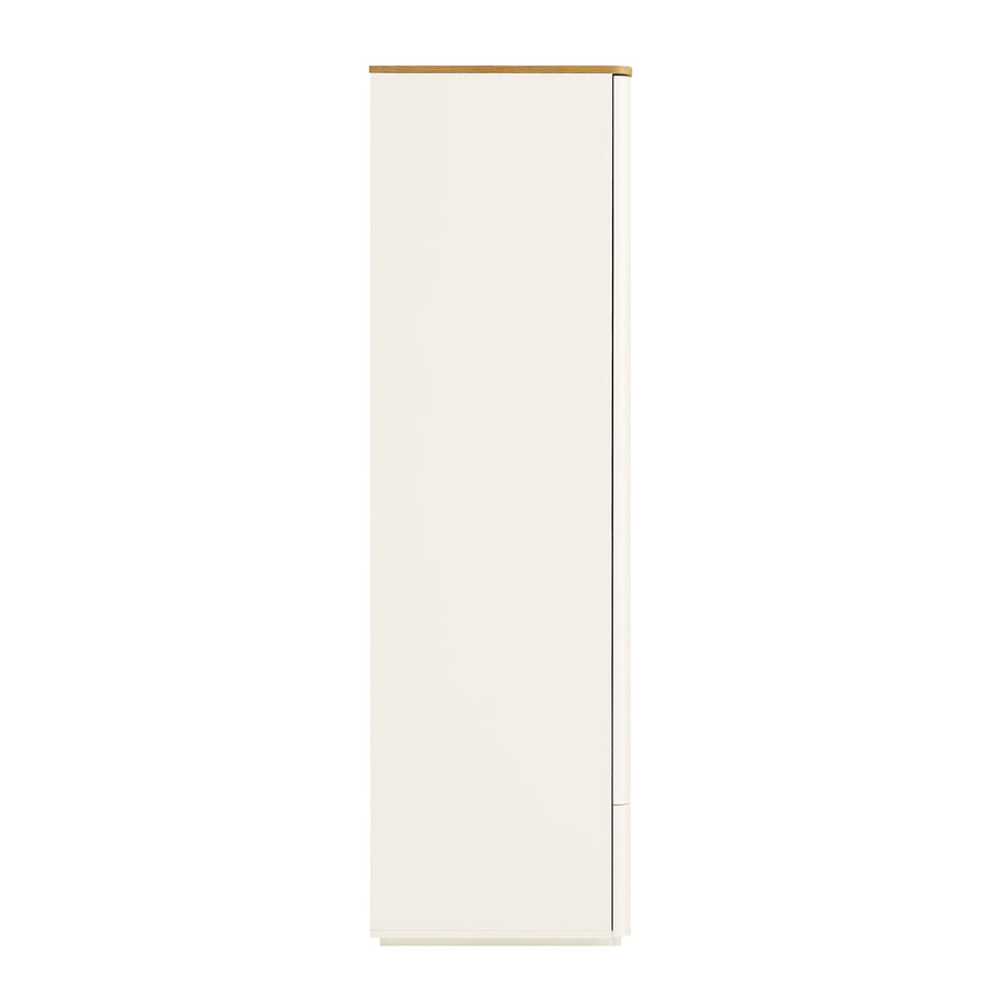 Agnes Curved Edge Double Wardrobe, Off White with Oak Top