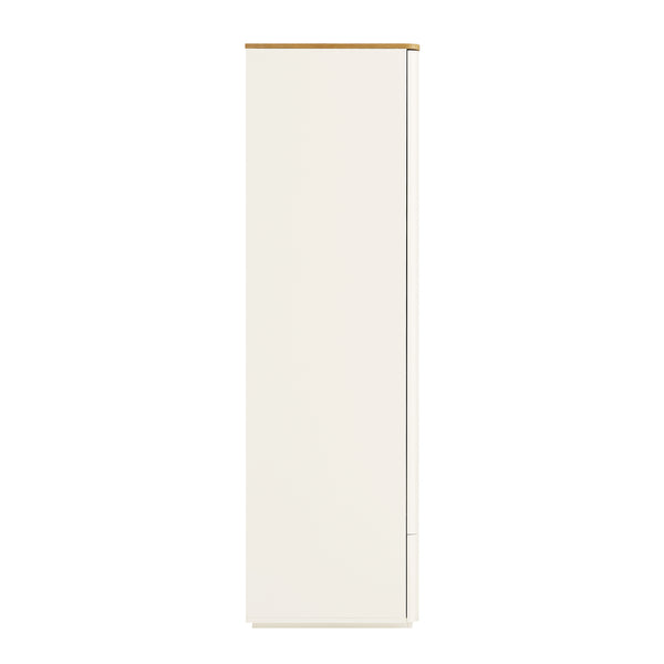 Agnes Curved Edge Double Wardrobe, Off White with Oak Top