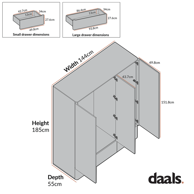 Agnes Curved Edge Triple Wardrobe, Natural