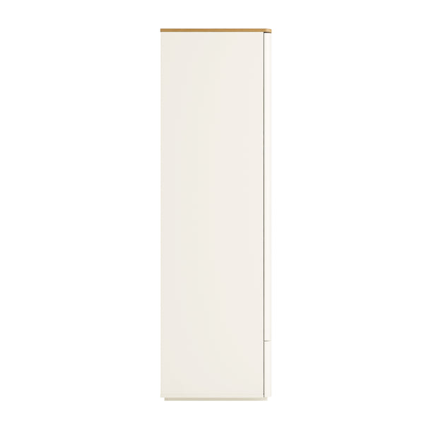 Agnes Curved Edge Triple Wardrobe, Off White with Oak Top