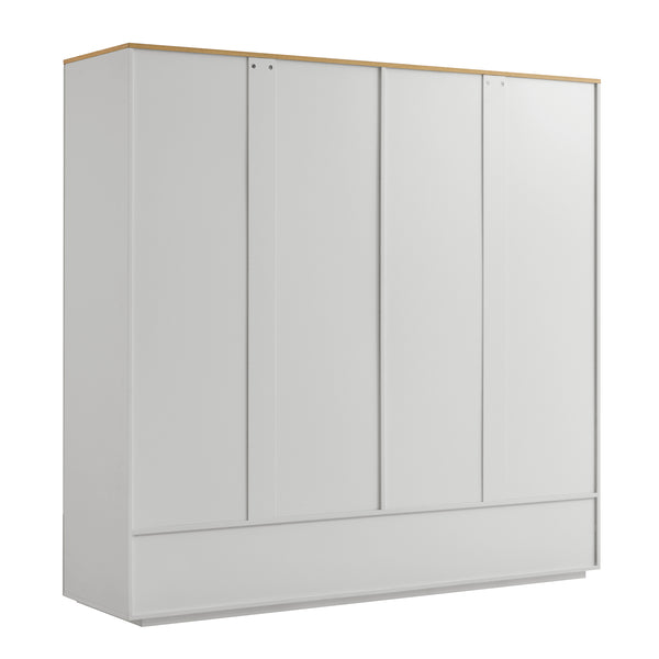 Agnes Curved Edge 4-Door Wardrobe, Dove Grey with Oak Top