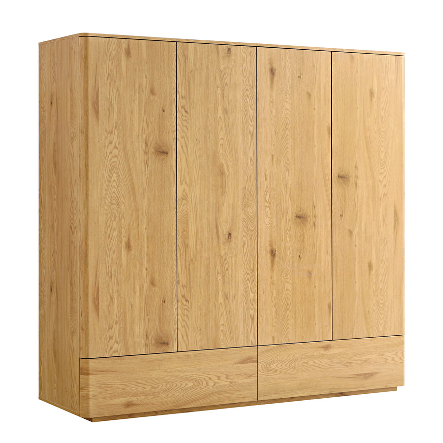 Agnes Curved Edge 4-Door Wardrobe, Natural