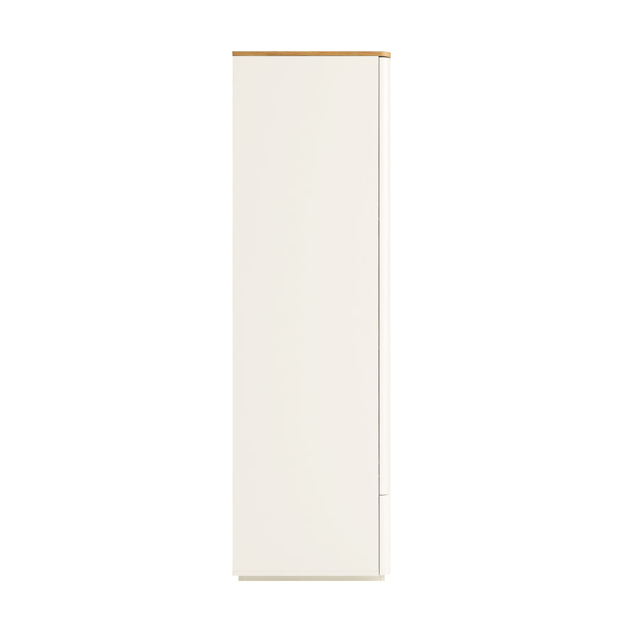 Agnes Curved Edge 4-Door Wardrobe, Off White with Oak Top