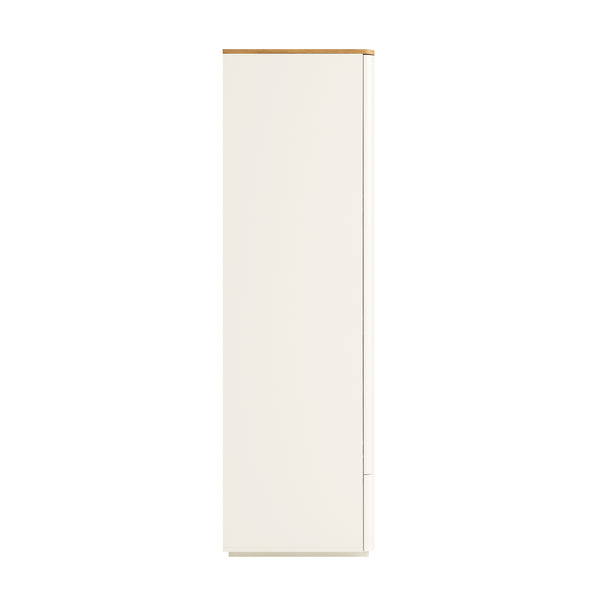 Agnes Curved Edge 4-Door Wardrobe, Off White with Oak Top
