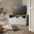Agnes Curved Edge Corner TV Unit, Dove Grey with Oak Top - daals
