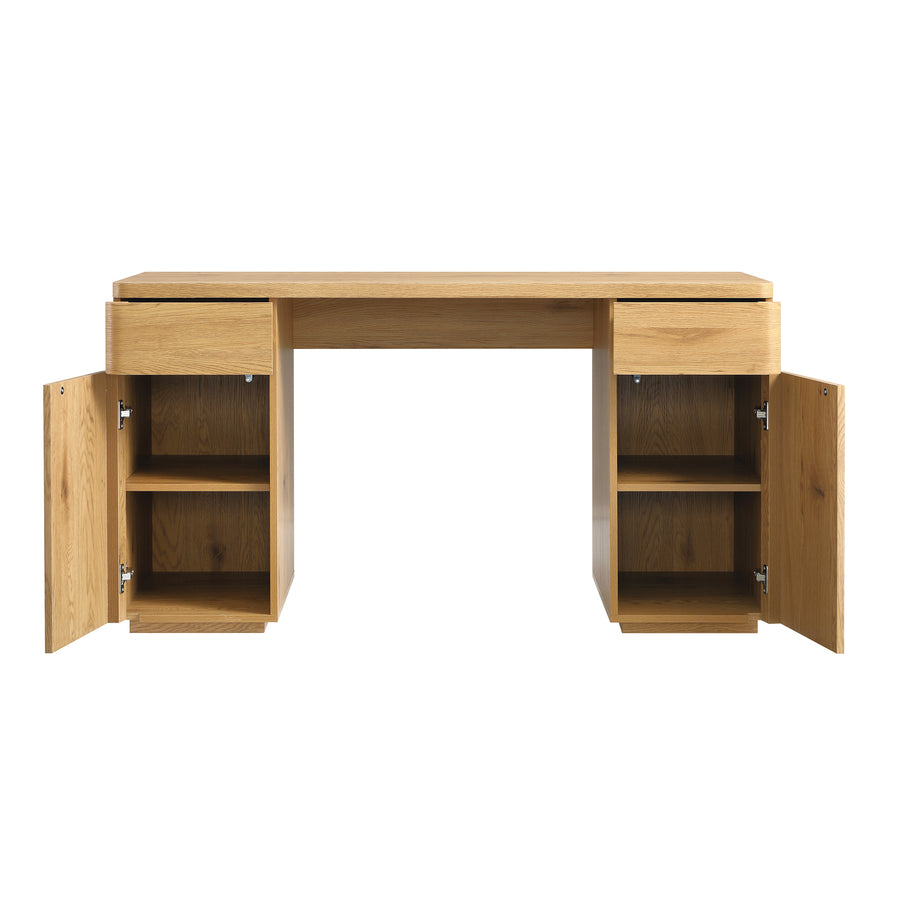 Agnes Curved Edge Desk with Storage, Natural