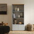 Agnes Curved Edge Bookcase, Dove Grey with Oak Top - daals