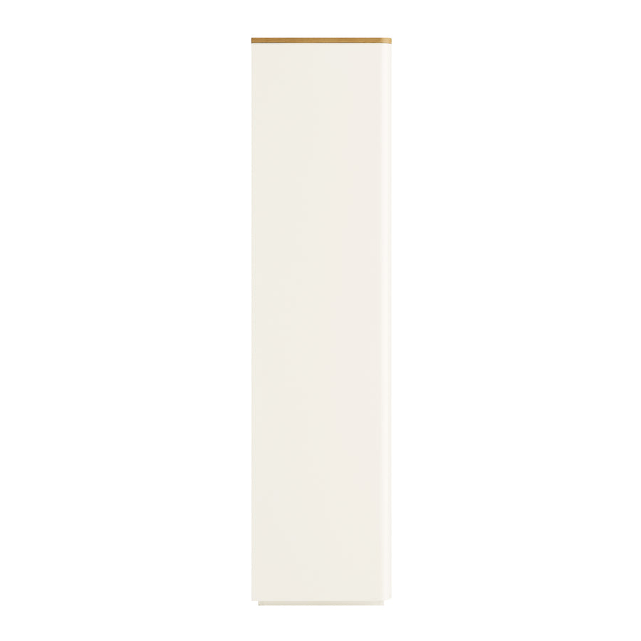 Agnes Curved Edge Bookcase, Off White with Oak Top