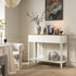 Agnes Curved Edge 2 Drawer Console Table, Off White with Oak Top - daals
