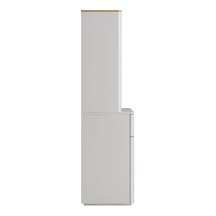 Agnes Curved Edge Dresser, Dove Grey with Oak Top
