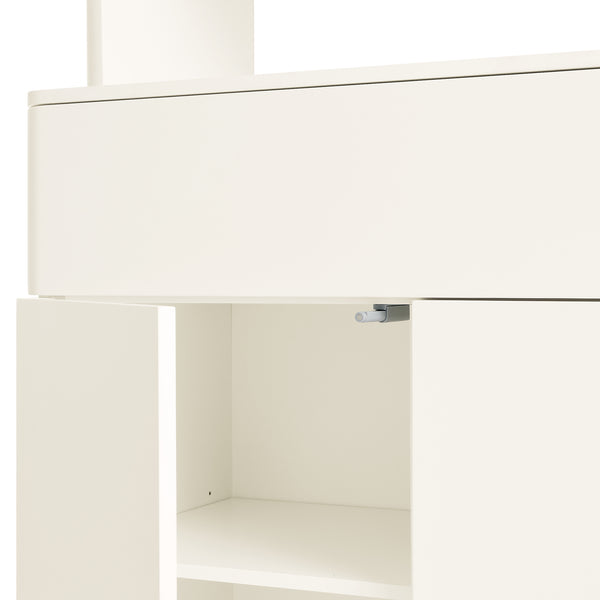 Agnes Curved Edge Dresser, Off White with Oak Top