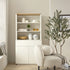 Agnes Curved Edge Dresser, Off White with Oak Top - daals
