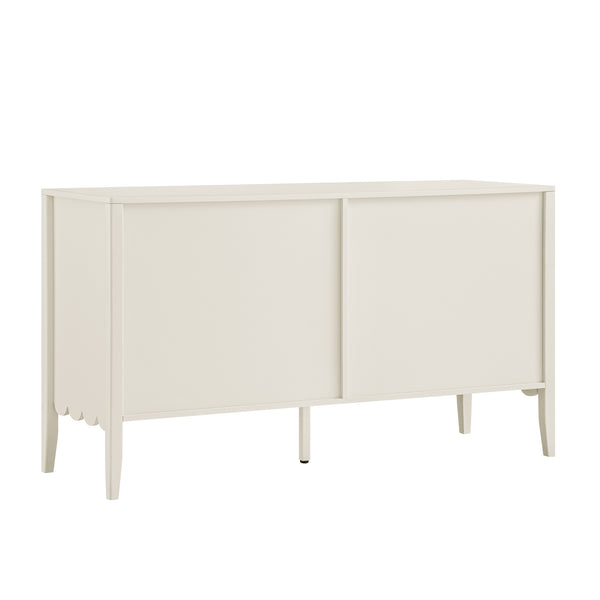 Henley Scalloped Edge 6 Drawer 140cm Wide Chest, Light Sand
