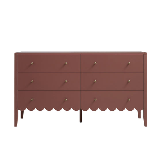 Henley Scalloped Edge 6 Drawer 140cm Wide Chest, Rose wood