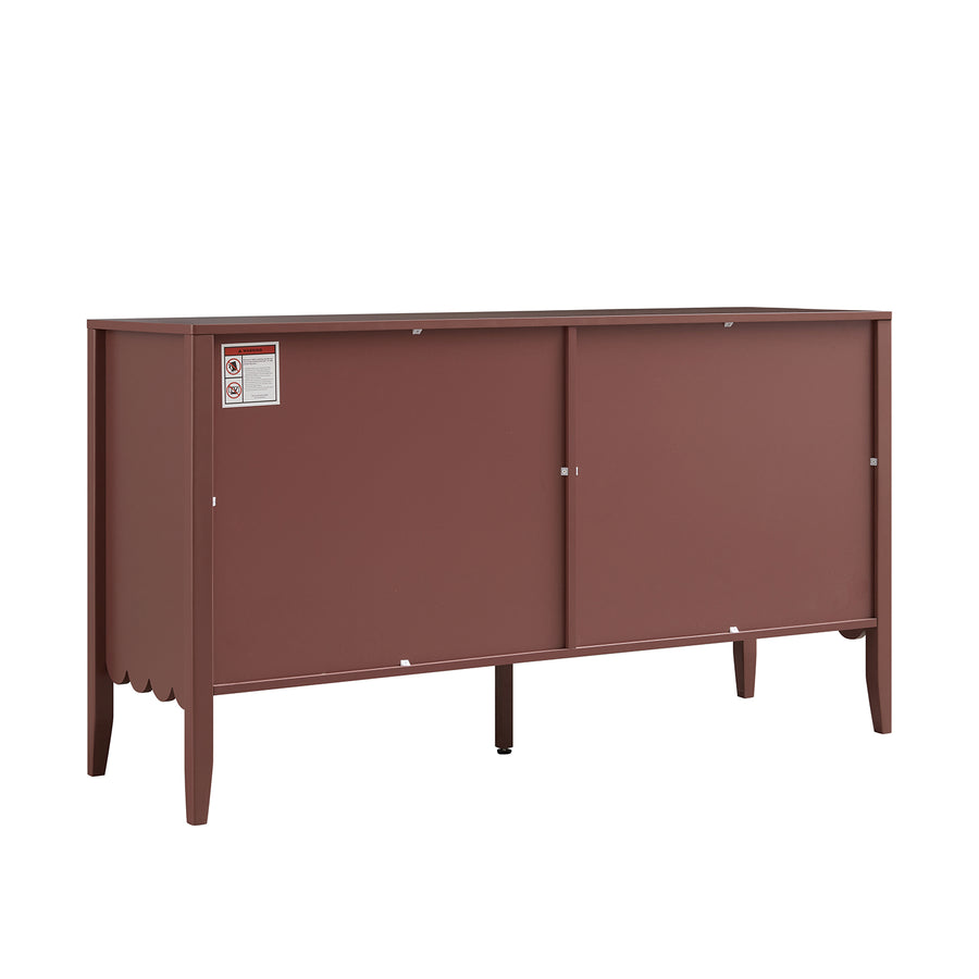 Henley Scalloped Edge 6 Drawer 140cm Wide Chest, Rose wood - daals