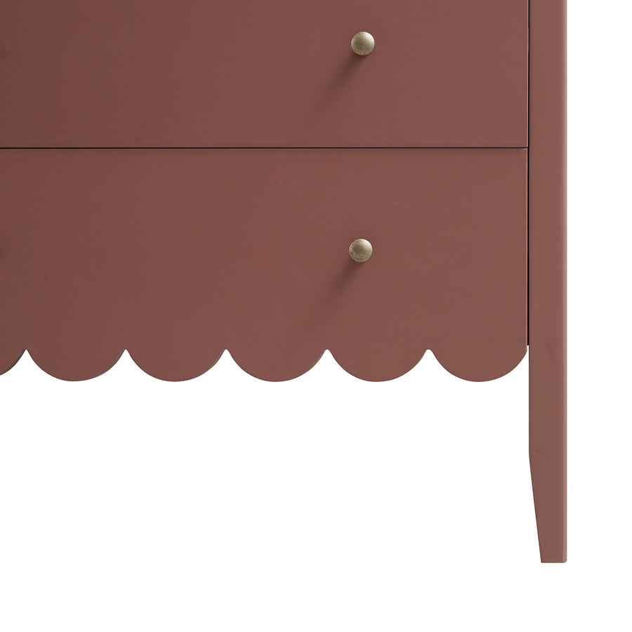 Henley Scalloped Edge 6 Drawer 140cm Wide Chest, Rose wood - daals