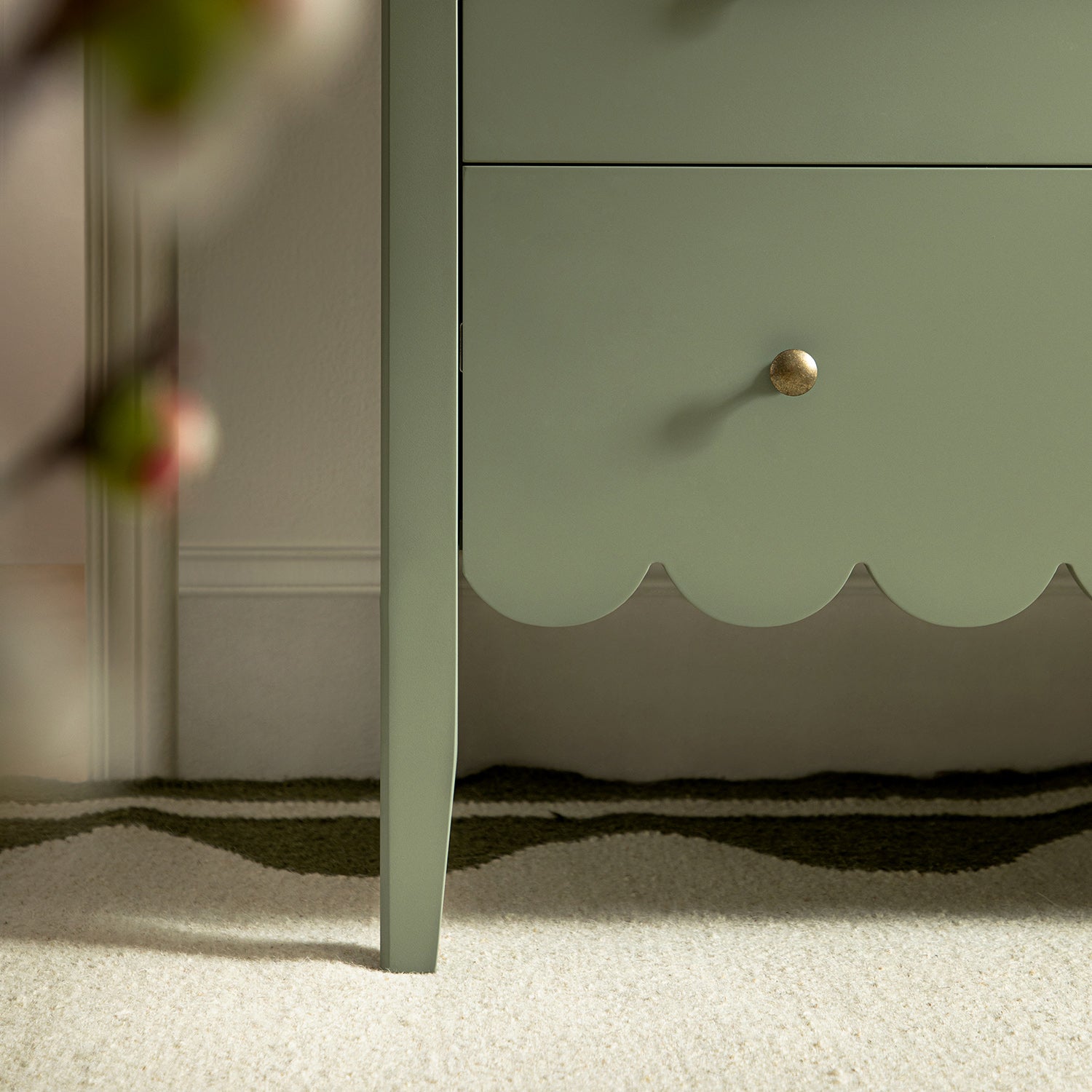 Henley Scalloped Edge 6 Drawer 140cm Wide Chest, Sage Green