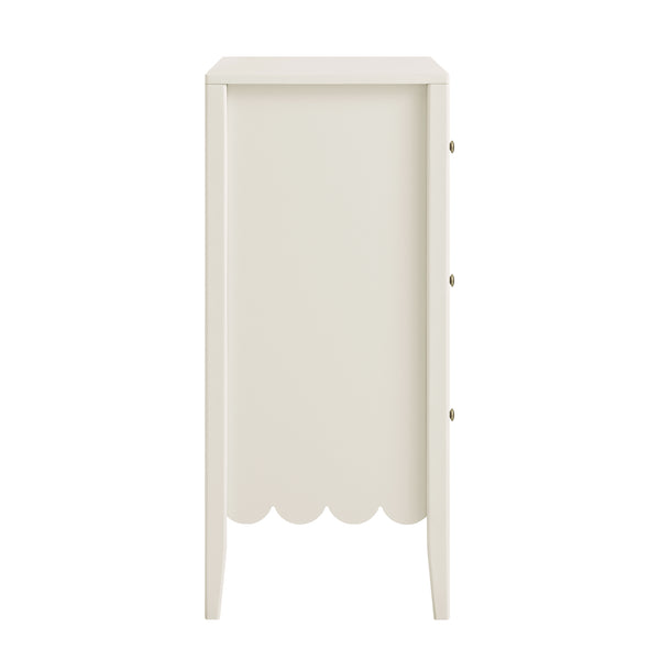 Henley Scalloped Edge 3 Drawer Chest, Light Sand