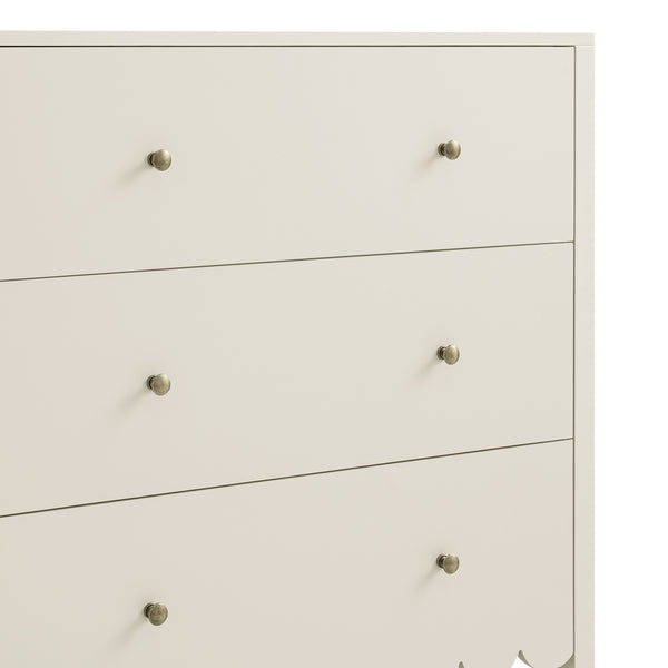 Henley Scalloped Edge 3 Drawer Chest, Light Sand
