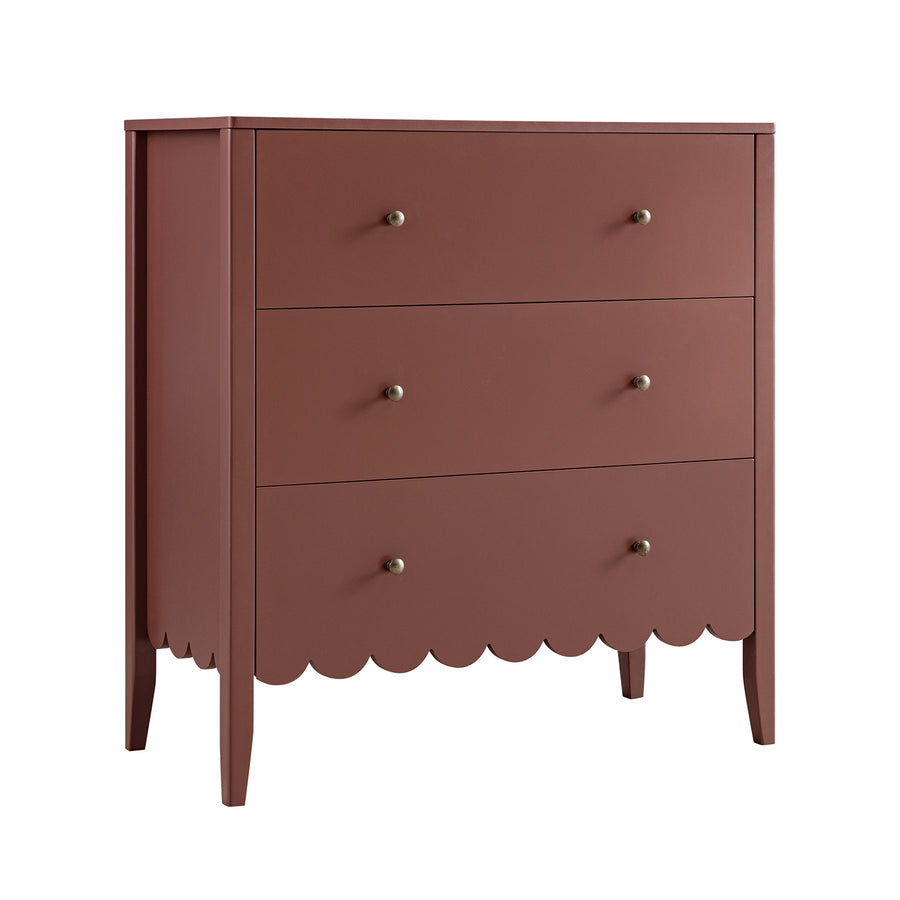 Henley Scalloped Edge 3 Drawer Chest, Rosewood - daals