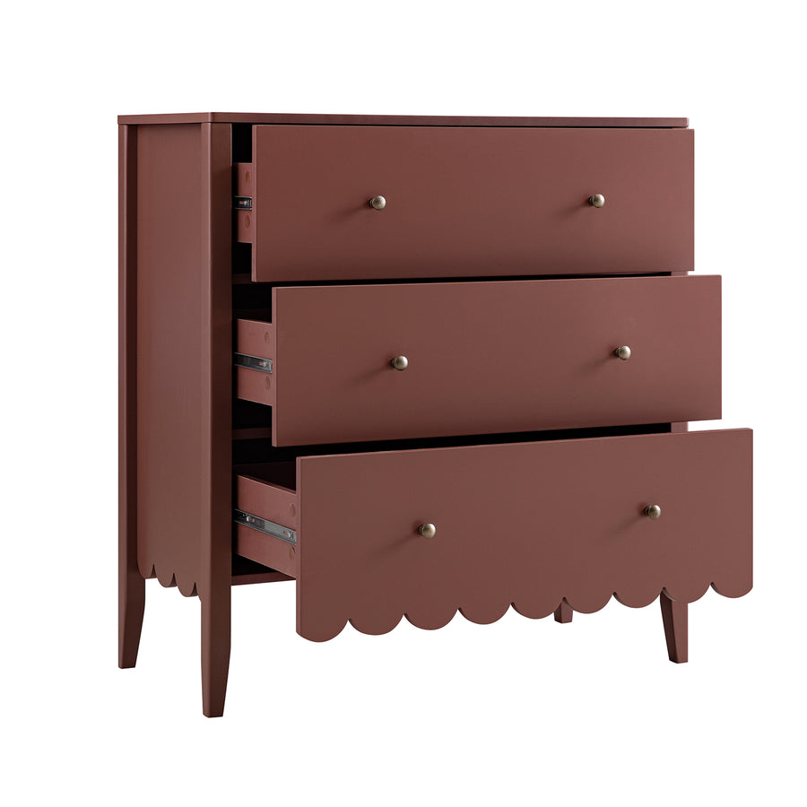 Henley Scalloped Edge 3 Drawer Chest, Rosewood - daals