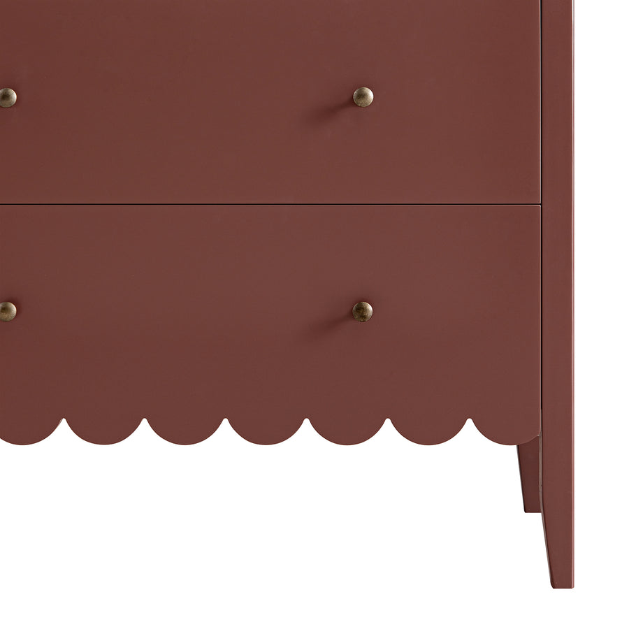 Henley Scalloped Edge 3 Drawer Chest, Rosewood - daals