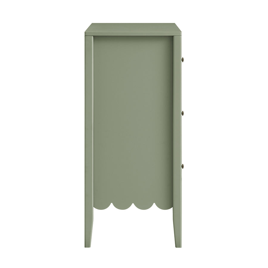 Henley Scalloped Edge 3 Drawer Chest, Sage Green
