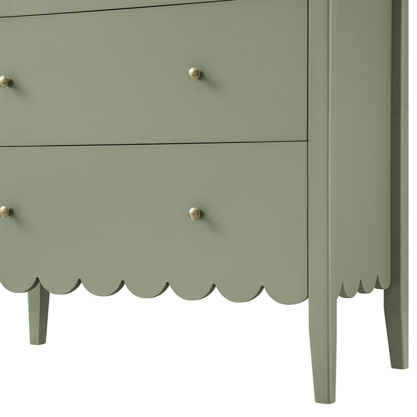 Henley Scalloped Edge 3 Drawer Chest, Sage Green