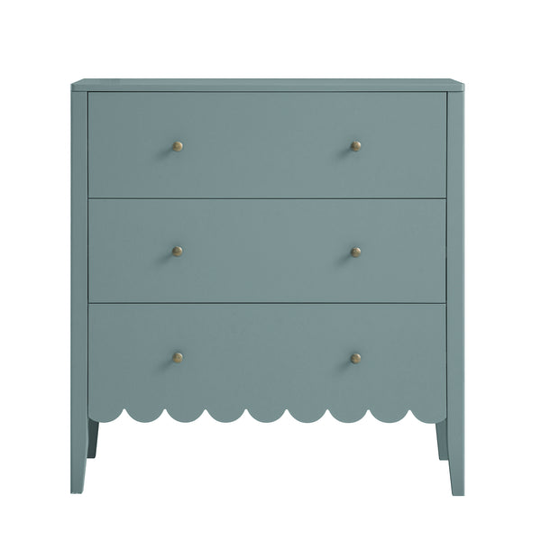 Henley Scalloped Edge 3 Drawer Chest, Blue Spruce