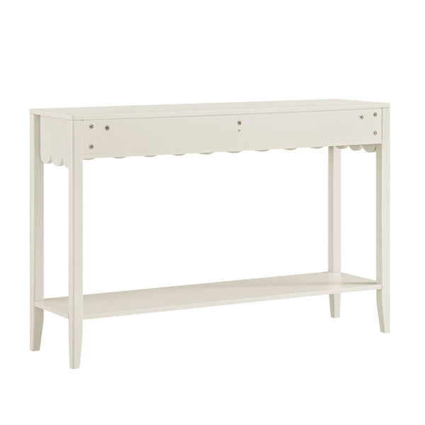 Henley Scalloped Edge Console Table, Light Sand