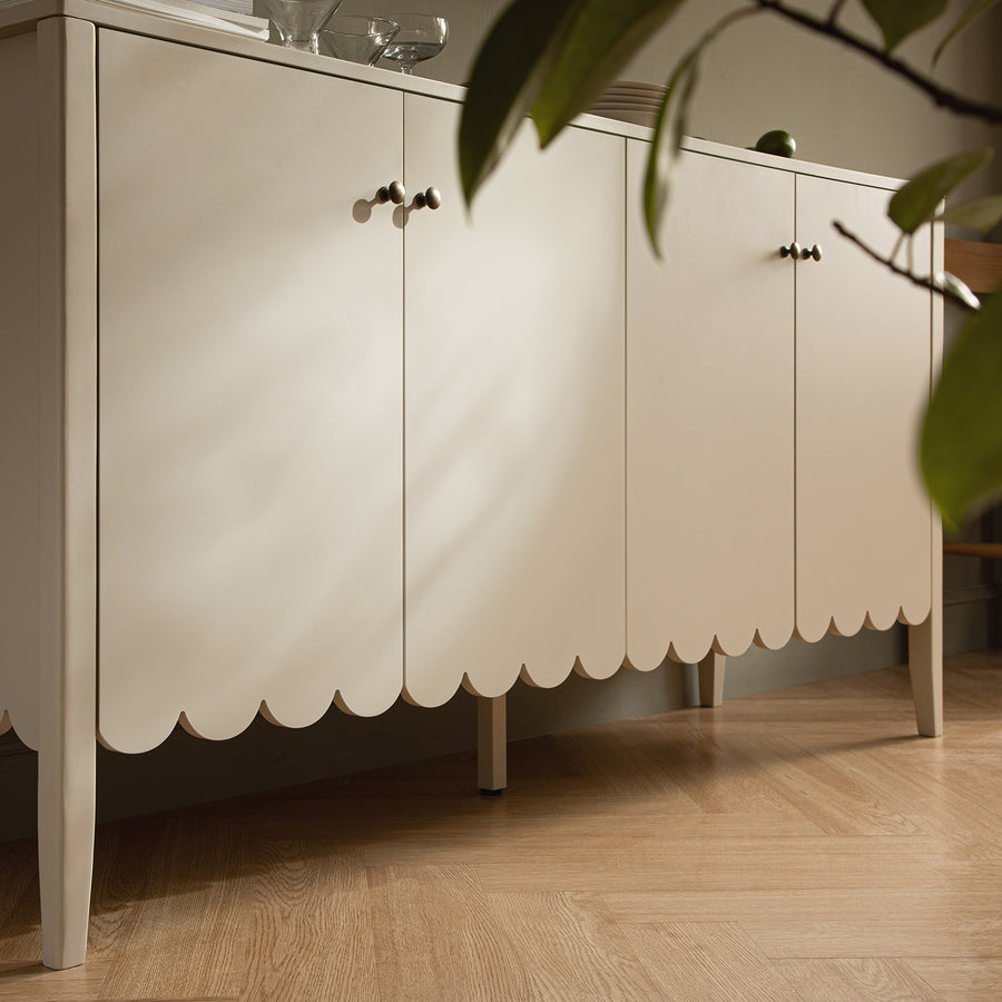 Henley Scalloped Edge 150cm Wide Sideboard, Light Sand