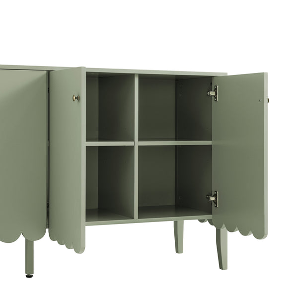 Henley Scalloped Edge 150cm Wide Sideboard, Sage Green