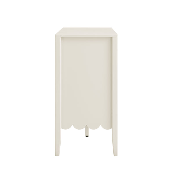 Henley Scalloped Edge 150cm Wide Sideboard with Open Shelf, Light Sand