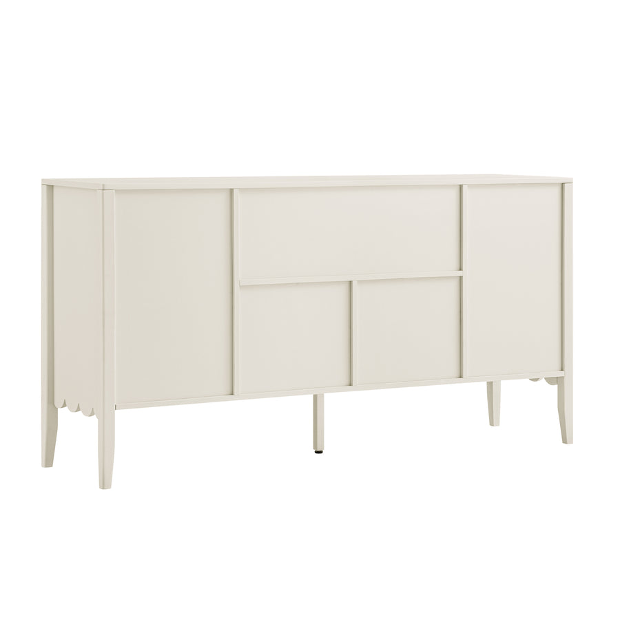 Henley Scalloped Edge 150cm Wide Sideboard with Open Shelf, Light Sand