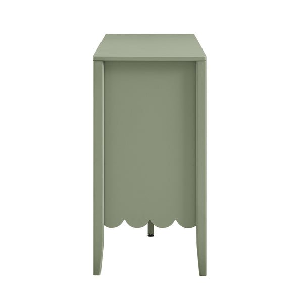 Henley Scalloped Edge 150cm Wide Sideboard with Open Shelf, Sage Green - daals
