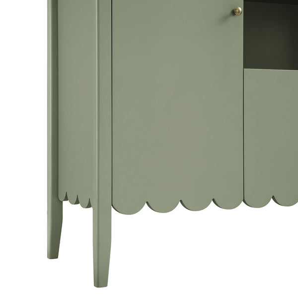 Henley Scalloped Edge 150cm Wide Sideboard with Open Shelf, Sage Green - daals