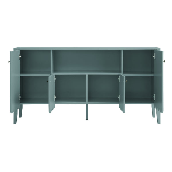 Henley Scalloped Edge 150cm Wide Sideboard with Open Shelf, Blue Spruce