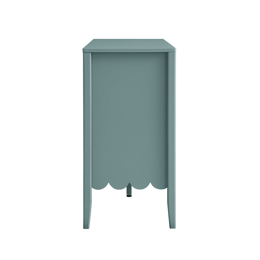 Henley Scalloped Edge 150cm Wide Sideboard with Open Shelf, Blue Spruce