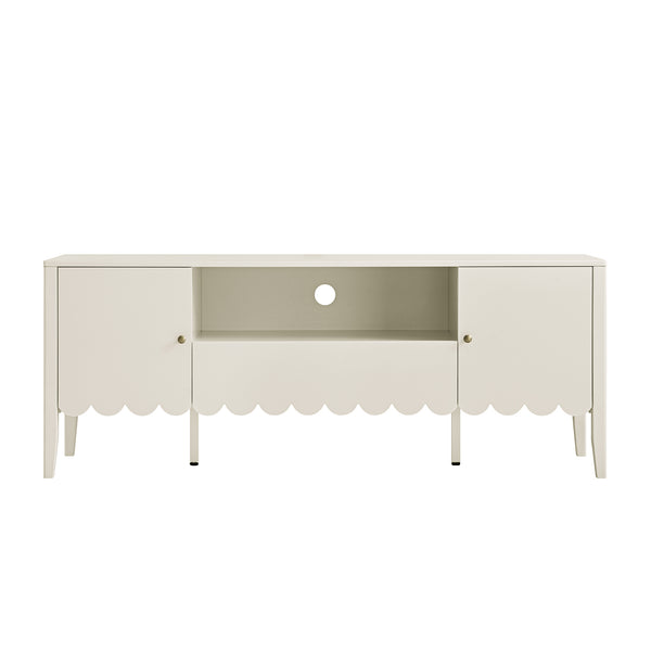 Henley Scalloped Edge 150cm Wide TV Unit, Light Sand