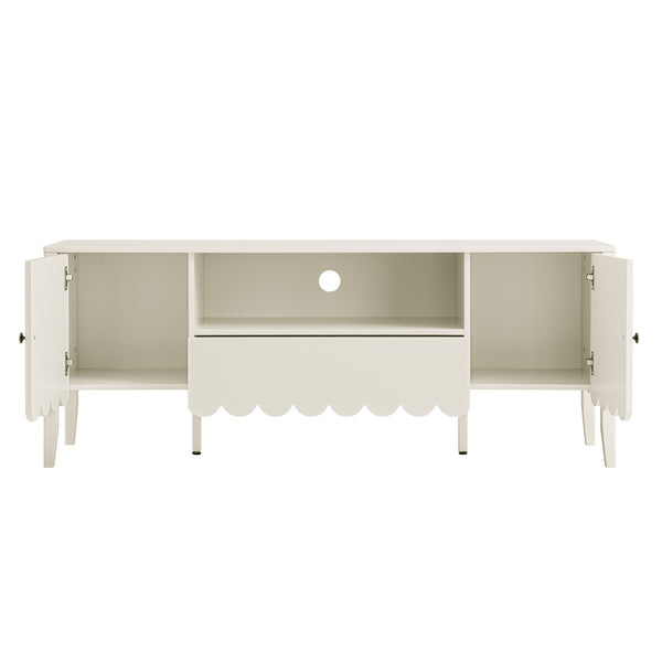 Henley Scalloped Edge 150cm Wide TV Unit, Light Sand