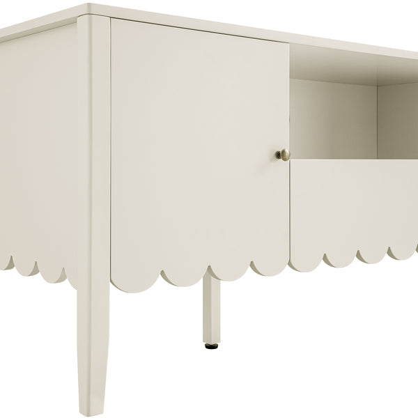Henley Scalloped Edge 150cm Wide TV Unit, Light Sand