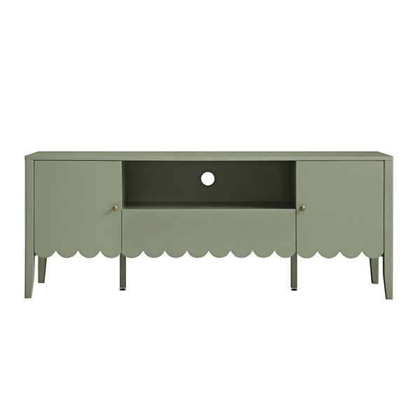 Henley Scalloped Edge 150cm Wide TV Unit, Sage Green