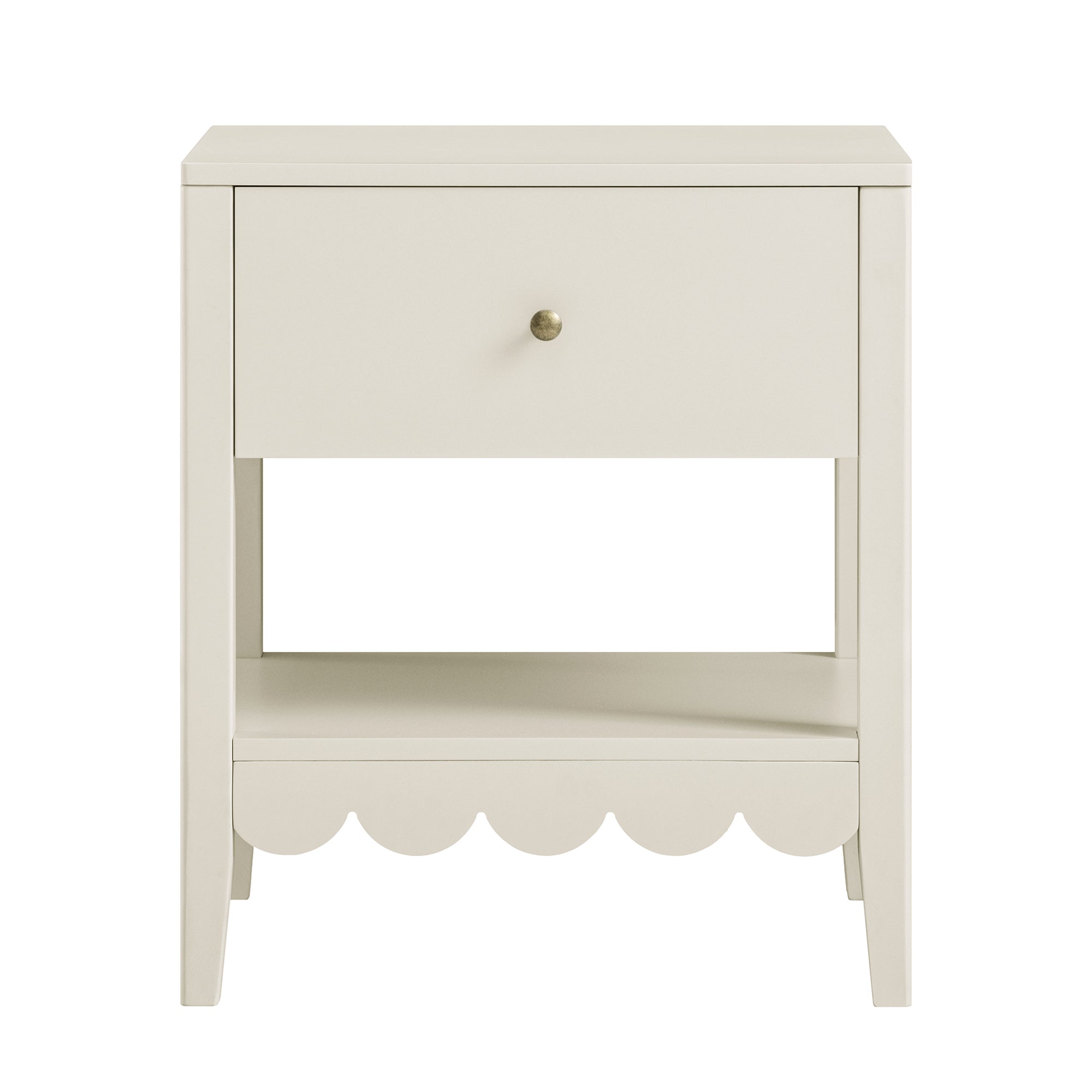 Edge Bedside Table Henley Scalloped Edge Bedside Table with Drawer, Light Sand | daals