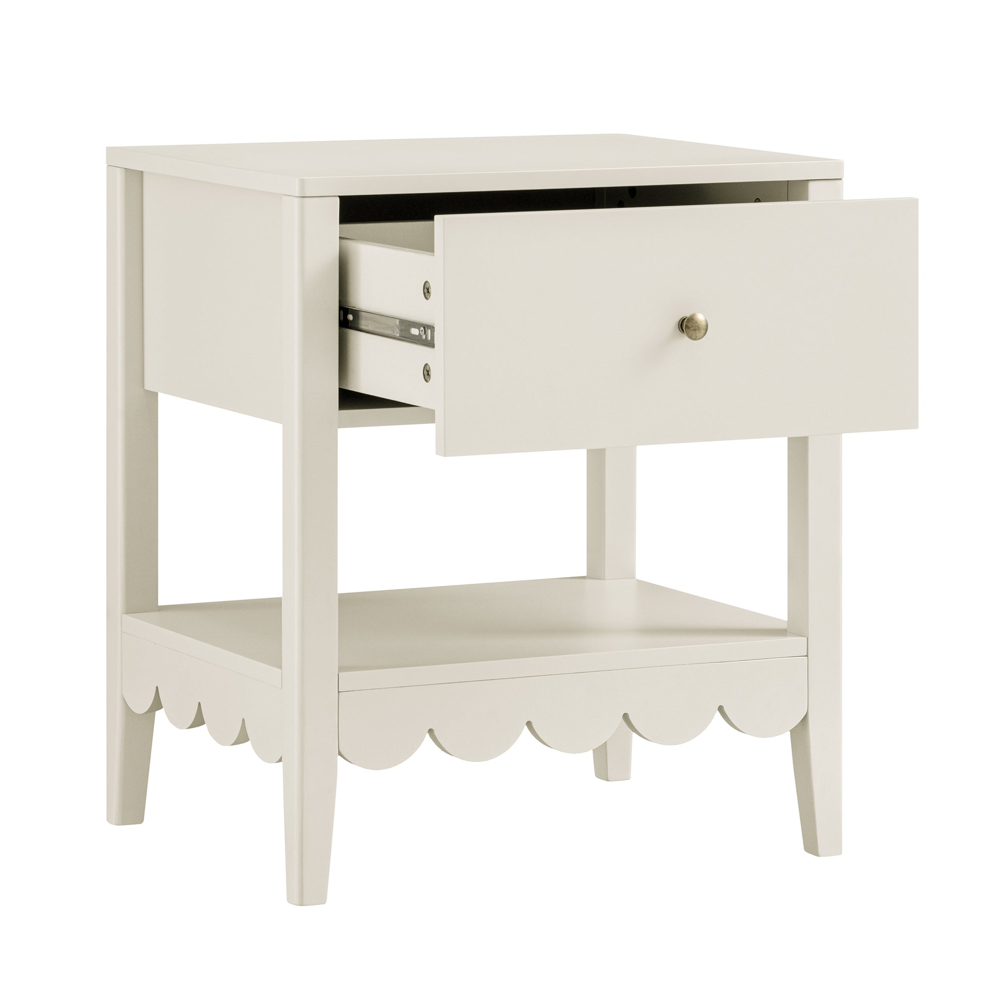 Edge Bedside Table Henley Scalloped Edge Bedside Table with Drawer, Light Sand | daals
