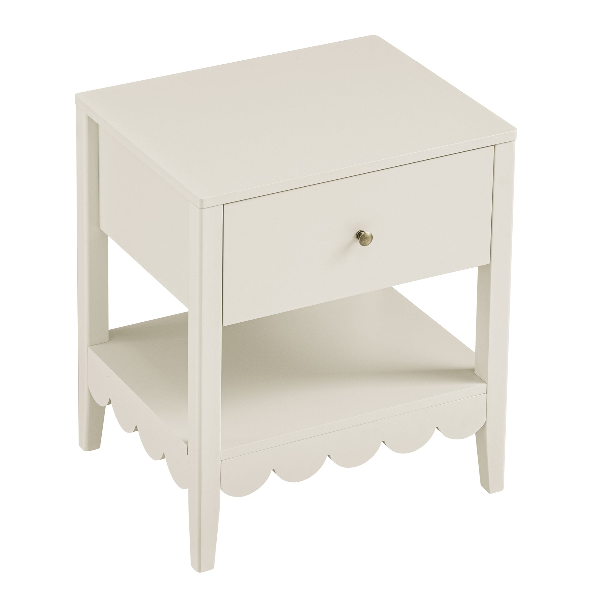 Edge Bedside Table Henley Scalloped Edge Bedside Table with Drawer, Light Sand | daals